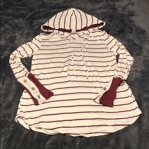 Burgundy and White Top with Hood